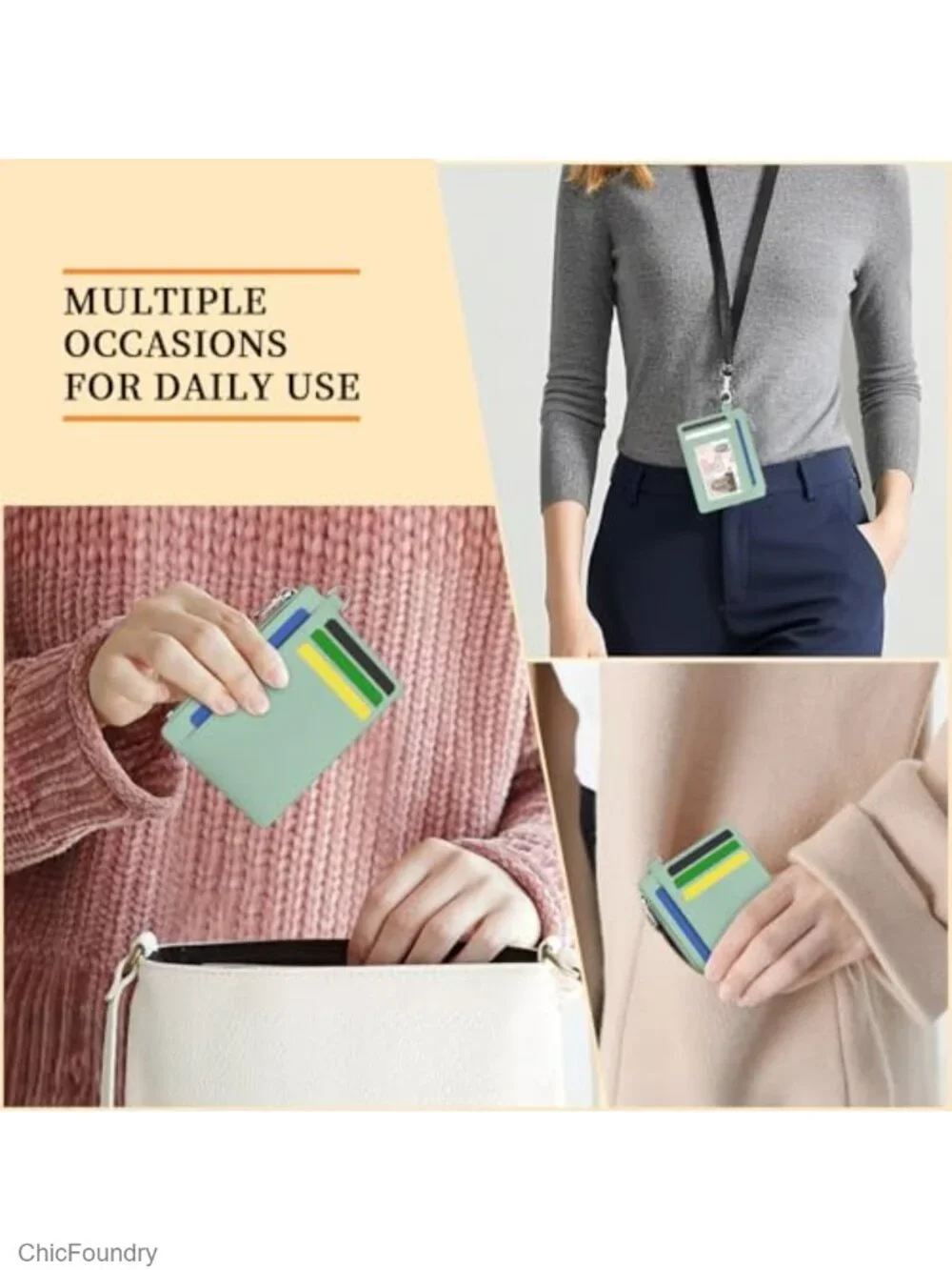 RFID Blocking Minimalist PU Leather Small Wallet Women Credit Card Holder